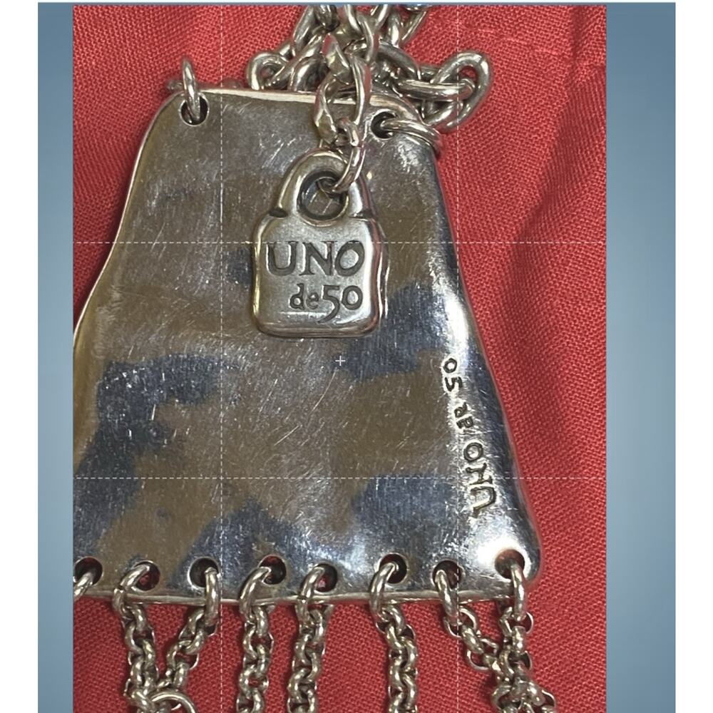 UNO de 50 Retired Statement Necklace Silver Tone Dangle Pendant Spain Artisan - Picture 6 of 9